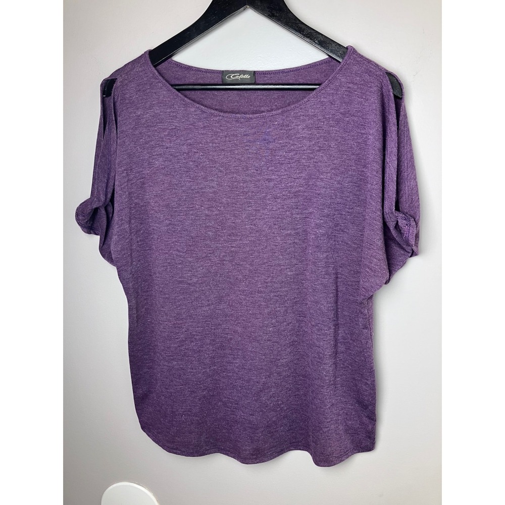 Colette Womens Purple Space Dye Cold Shoulder Dolman Sleeve Top Blouse Large